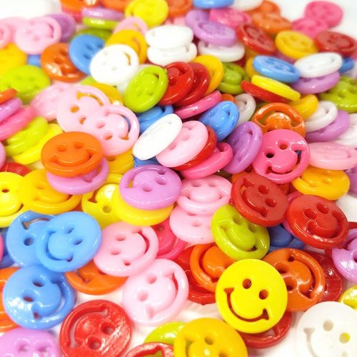 10 boutons smile multicolores 14mm