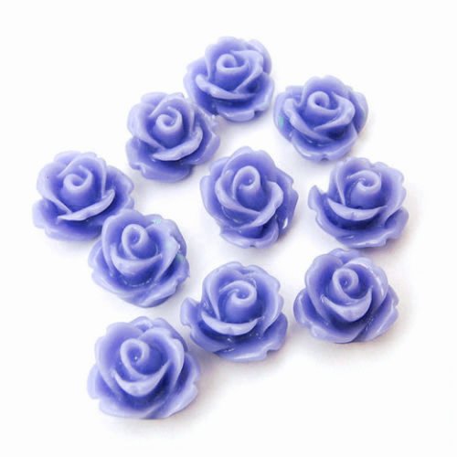 10 cabochons en résine 10 mm fleurs roses violine