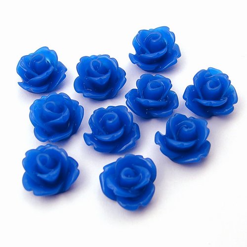 10 cabochons en résine 10 mm fleurs roses bleu foncé