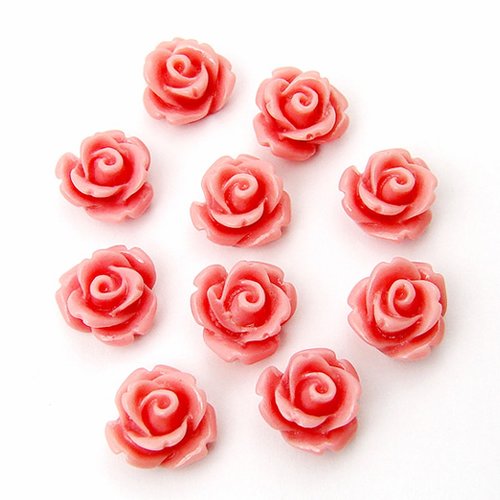 10 cabochons en résine 10 mm fleurs roses rose saumoné
