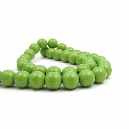 10 perles en verre 10 mm vert anis