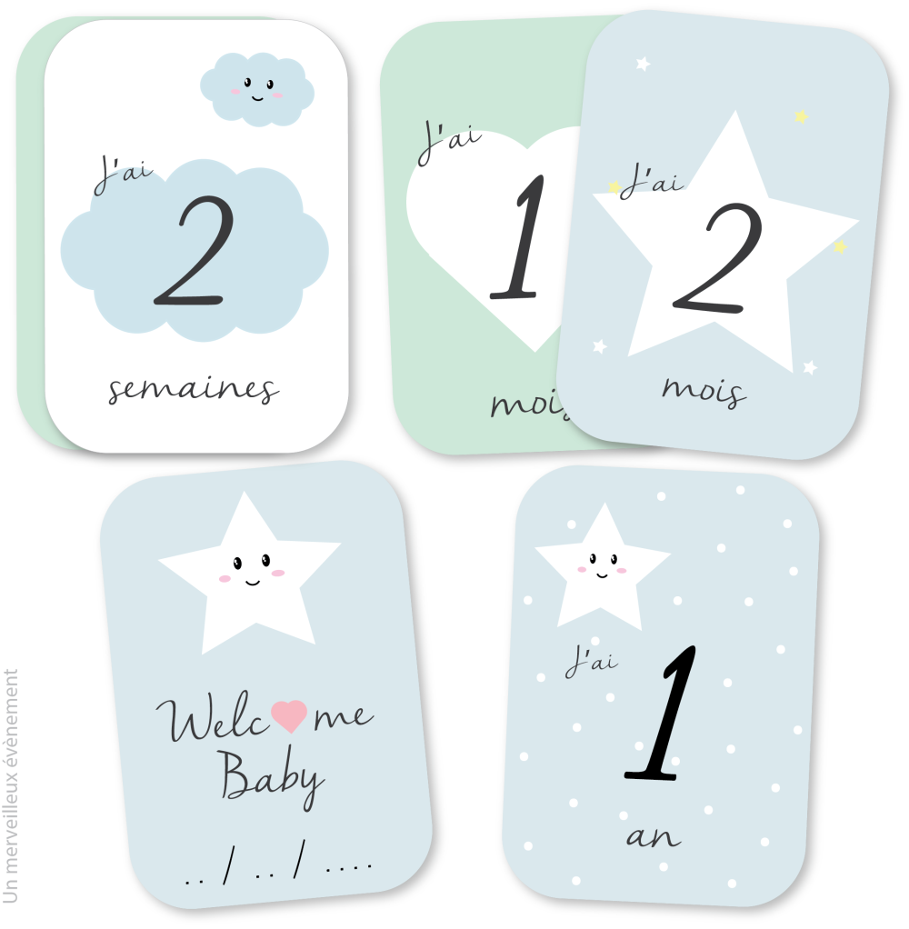 Bebe Puericulture Albums Souvenirs Bleue 15 Cartes Etapes Bebe Premiere Annee De Bebe De 1 Semaine A 1 An Stationeryonline Co Nz
