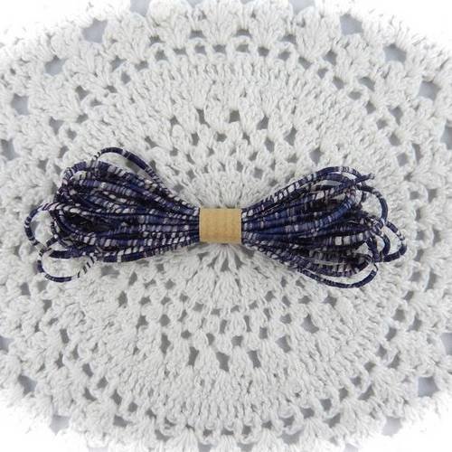 Lacet coton et polyester 3 mm blanc et bleu 