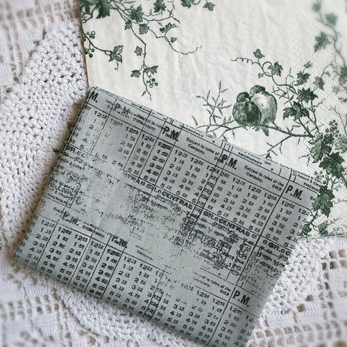 Coupon de tissu gris écriture 45 x 55 cm