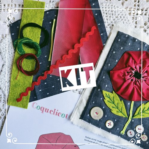 Kit coquelicot (carnet textile fleurs brodées)