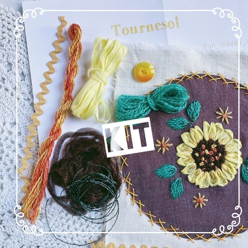 Kit tournesol (carnet textile fleurs brodées)