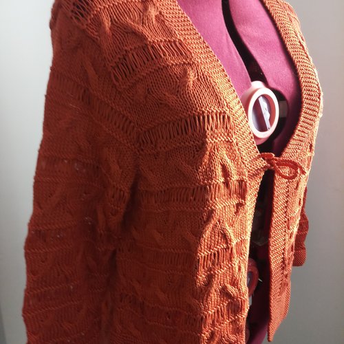 Gilet tricoté à la main, taille 42, 100 % coton