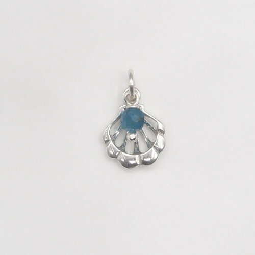 Pendentif ariel coquillage avec apatite bleue argent massif