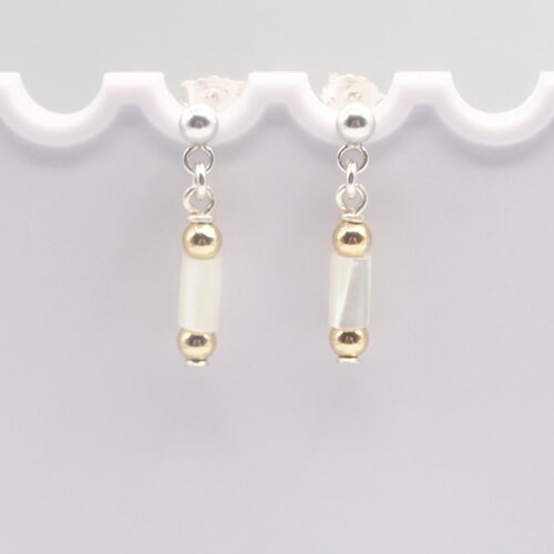 Boucles d'oreilles olma nacre avec or 14 carats (gold filled) et argent massif