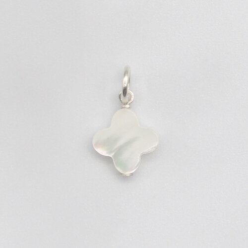 Pendentif aubin pour homme trèfle à 4 feuilles nacre argent massif