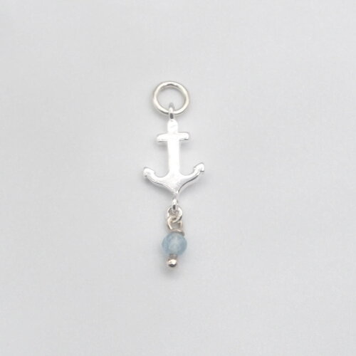 Pendentif marlow ancre avec aigue-marine argent massif