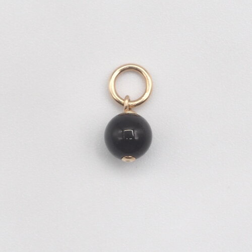 Pendentif adelphe obsidienne argentée or 14 carats (gold filled)