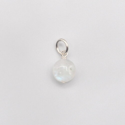 Pendentif arun labradorite blanche (pierre de lune arc-en-ciel) argent massif