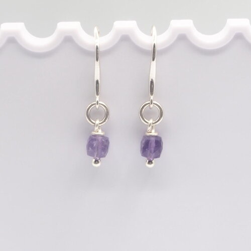 Boucles d'oreilles aura améthyste argent massif