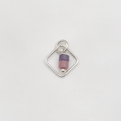 Pendentif botan lépidolite et rhodonite argent massif