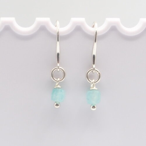 Boucles d'oreilles aella amazonite argent massif