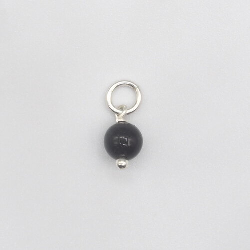 Pendentif adelphe obsidienne argentée argent massif