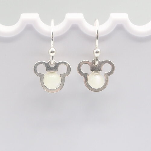 Boucles d'oreilles tenda souris inspiration compagnol pokemon nacre argent massif