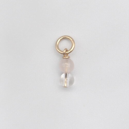 Pendentif abelle cristal de roche et quartz rose or 14 carats (gold filled)