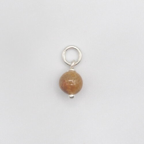 Pendentif colas corail fossilisé argent massif