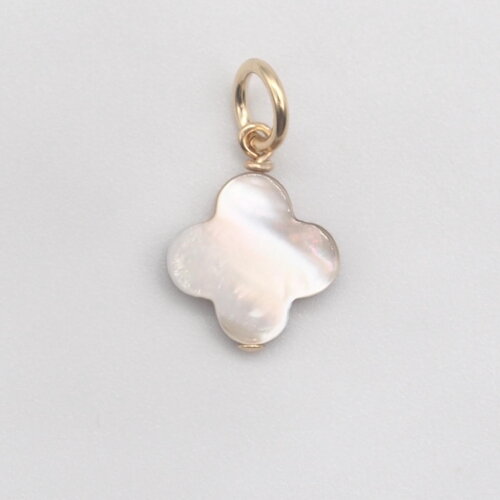 Pendentif poema trèfle à 4 feuilles nacre brune or 14 carats (gold filled)