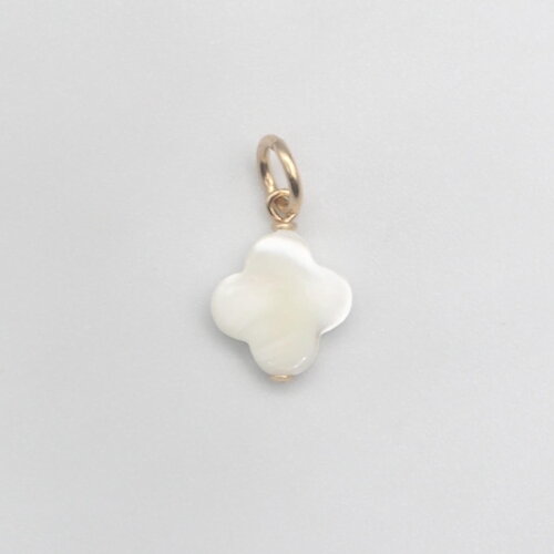 Pendentif elidi trèfle à 4 feuilles nacre or 14 carats (gold filled)
