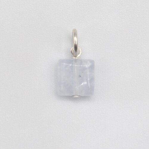 Pendentif erasmo mixte calcédoine bleue rubanée argent massif
