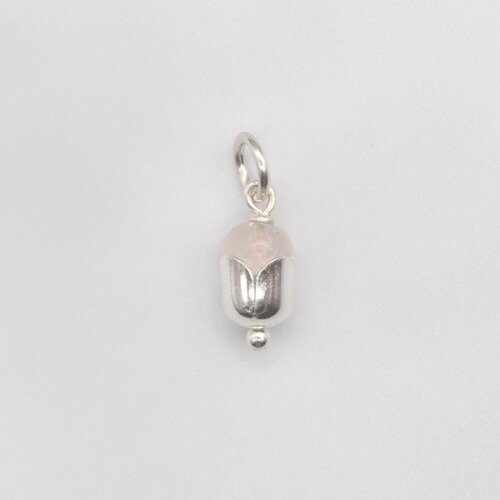 Pendentif florentine tulipe avec quartz rose argent massif