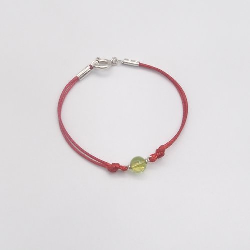 Bracelet midori ambre vert des caraïbes cordon argent massif