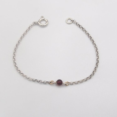 Bracelet chani ambre cerise argent massif et or 14 carats (gold filled)