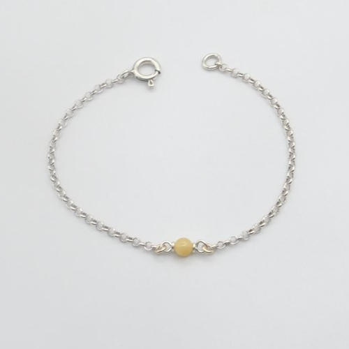 Bracelet danius ambre blanc royal baltique argent massif et or 14 carats (gold filled)