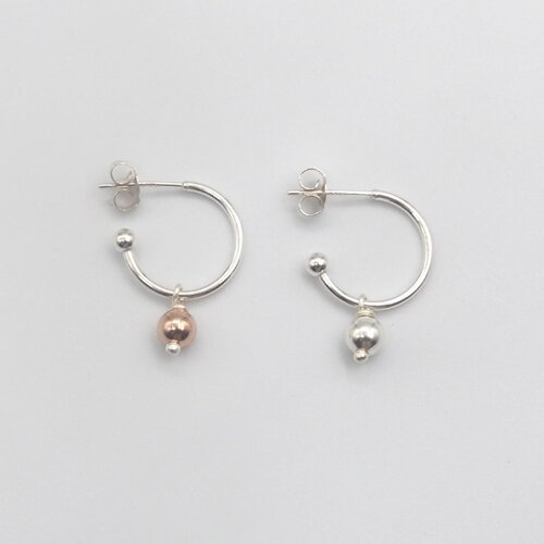Boucles d'oreilles mérope perles en argent massif et or rose 14 carats (gold filled)