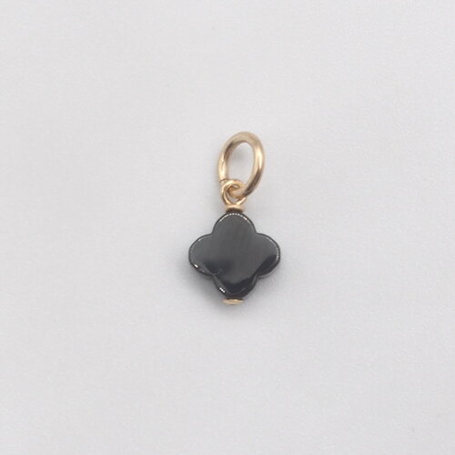 Pendentif galaan trèfle à 4 feuilles hématite or 14 carats (gold filled)