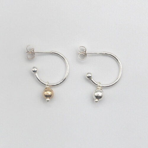 Boucles d'oreilles mérope perles argent massif et or 14 carats (gold filled)
