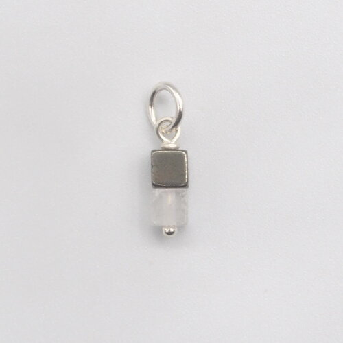 Pendentif oreste pyrite et cristal de roche argent massif
