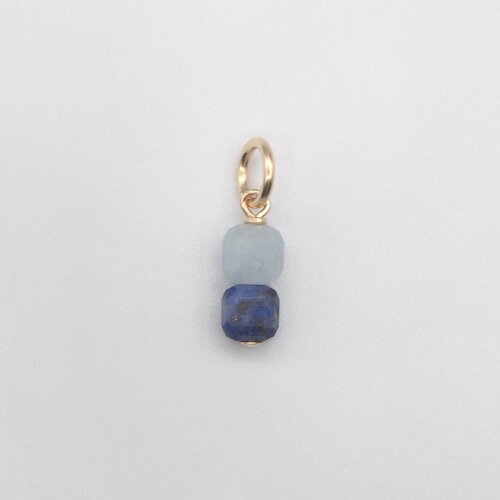 Pendentif brasidas aigue-marine et lapis-lazuli or 14 carats (gold filled)