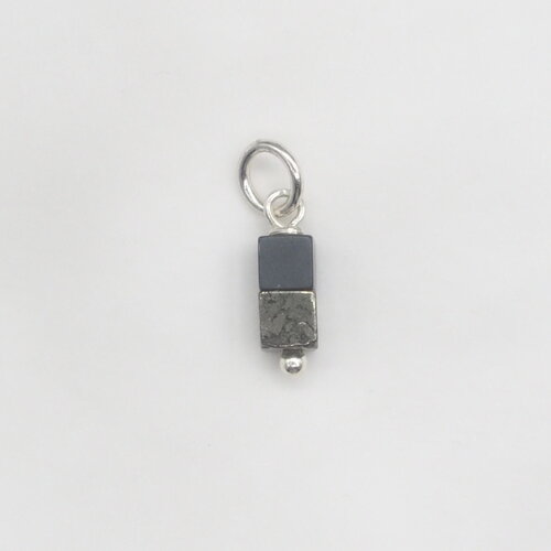 Pendentif rodin hématite et pyrite argent massif