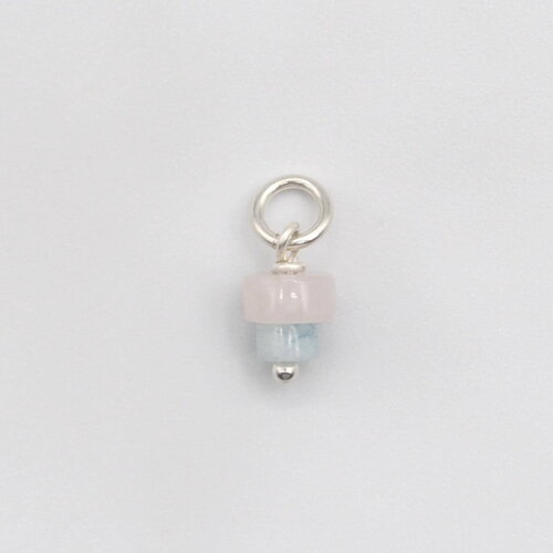 Pendentif oedipe quartz rose et amazonite argent massif