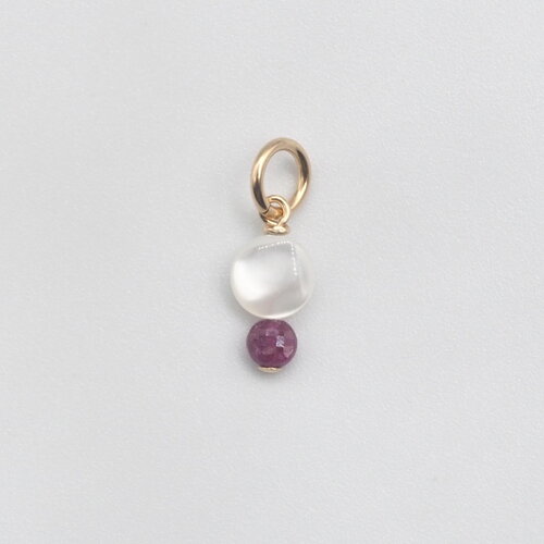 Pendentif phoïbé nacre avec rubis or 14 carats (gold filled)