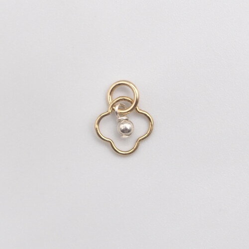 Pendentif azora trèfle à 4 feuilles avec perle argent massif et or 14 carats (gold filled)