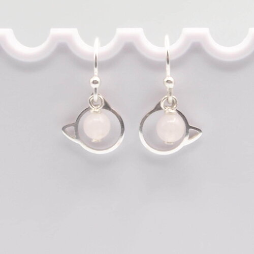 Boucles d'oreilles jiggly inspiration rondoudou pokemon quartz rose argent massif