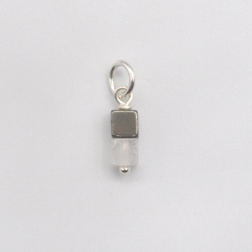 Pendentif oreste pyrite et cristal de roche argent massif