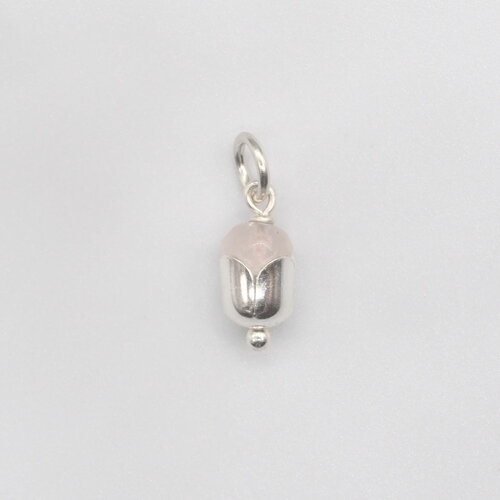 Pendentif florentine tulipe avec quartz rose argent massif