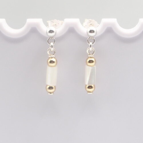 Boucles d'oreilles olma nacre avec or 14 carats (gold filled) et argent massif