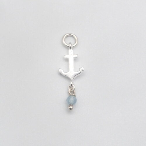 Pendentif marlow ancre avec aigue-marine argent massif