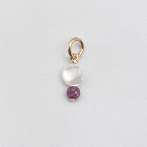 Pendentif phoïbé nacre avec rubis or 14 carats (gold filled)