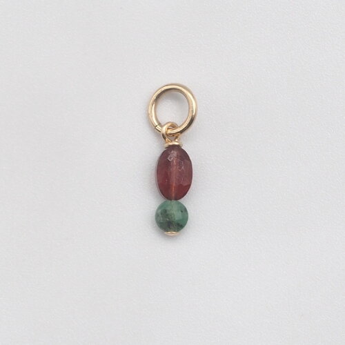 Pendentif ada grenat almandin avec émeraude or 14 carats (gold filled)