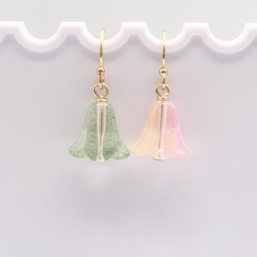 Boucles d'oreilles flora tulipes verre or 14 carats (gold filled)