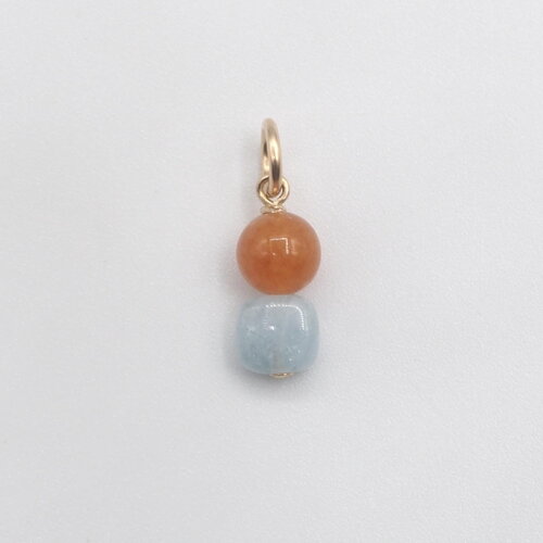 Pendentif briac aigue-marine et cornaline or 14 carats (gold filled)