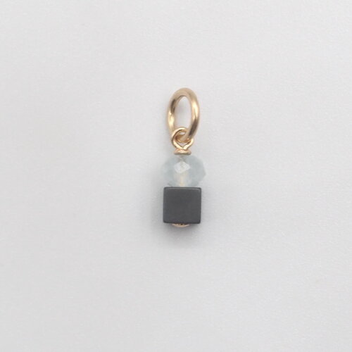 Pendentif caeso hématite et aigue-marine or 14 carats (gold filled)